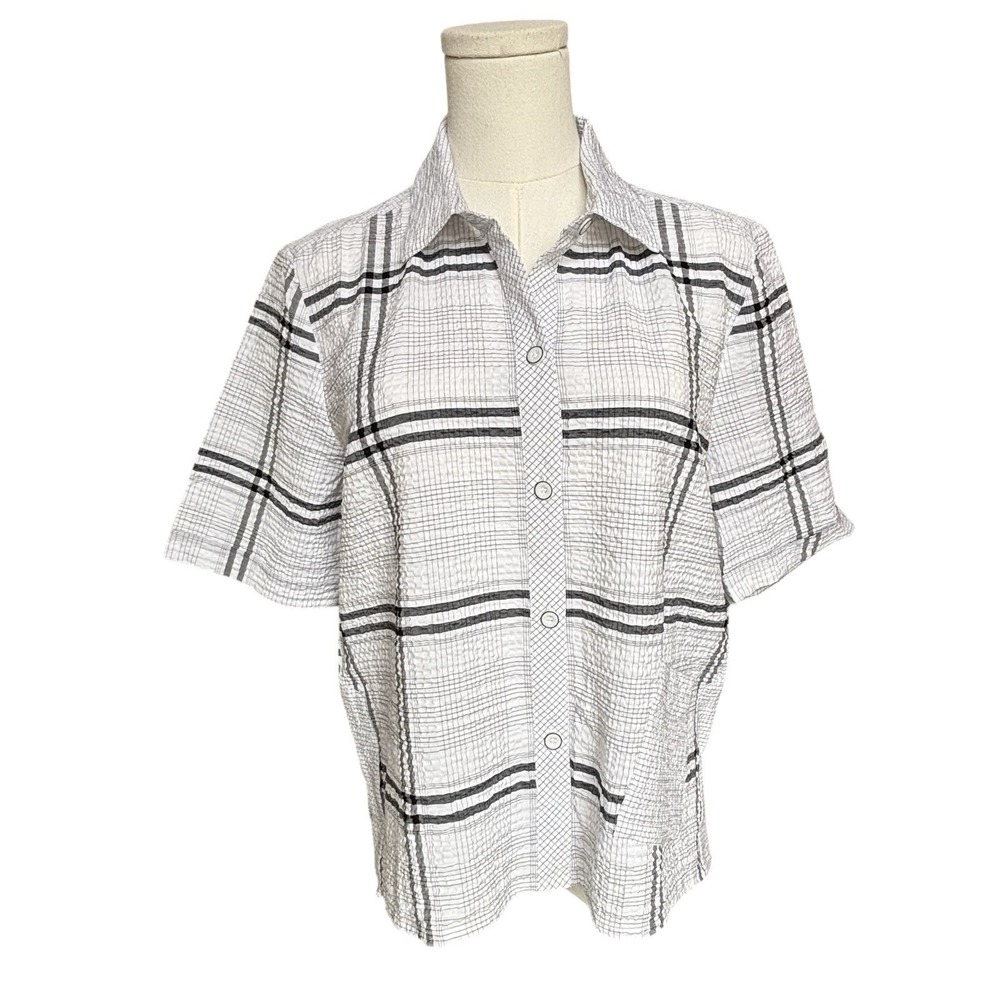 Habitat Lightweight Crinkle Wearable Art Button‎ Down Shirt Sz XS